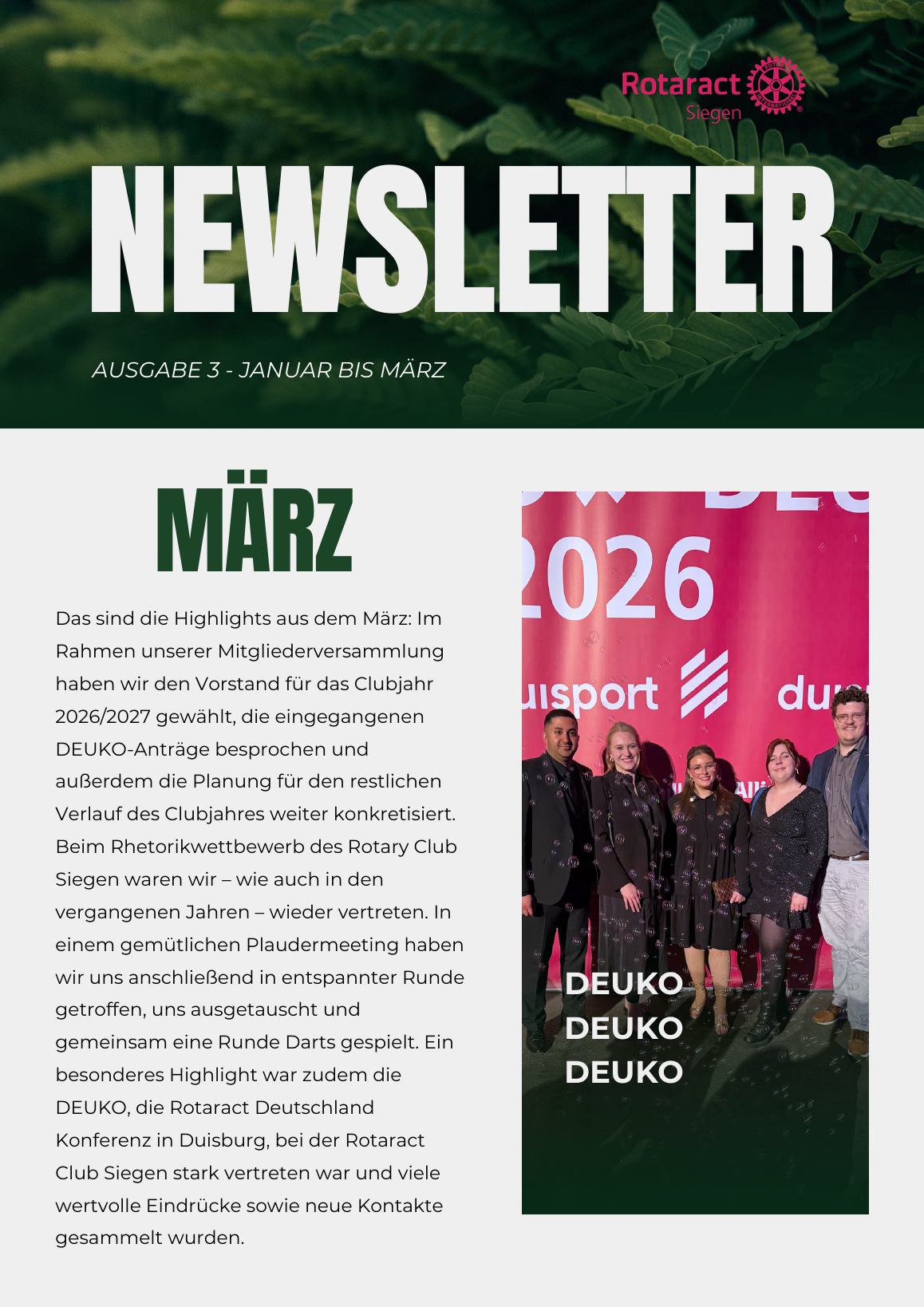 Rotaract Siegen — Newsletter Ausgabe 3 (Januar–März 2026) — Seite